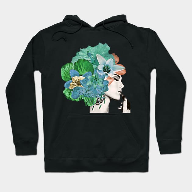 Green Flower Woman Hoodie by snexus